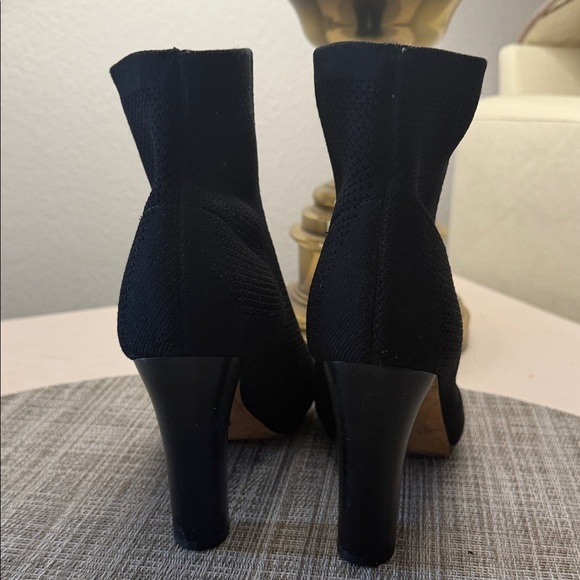 Via Spiga Black Sock Peep-Toe Heeled Boots - Picture 4 of 7